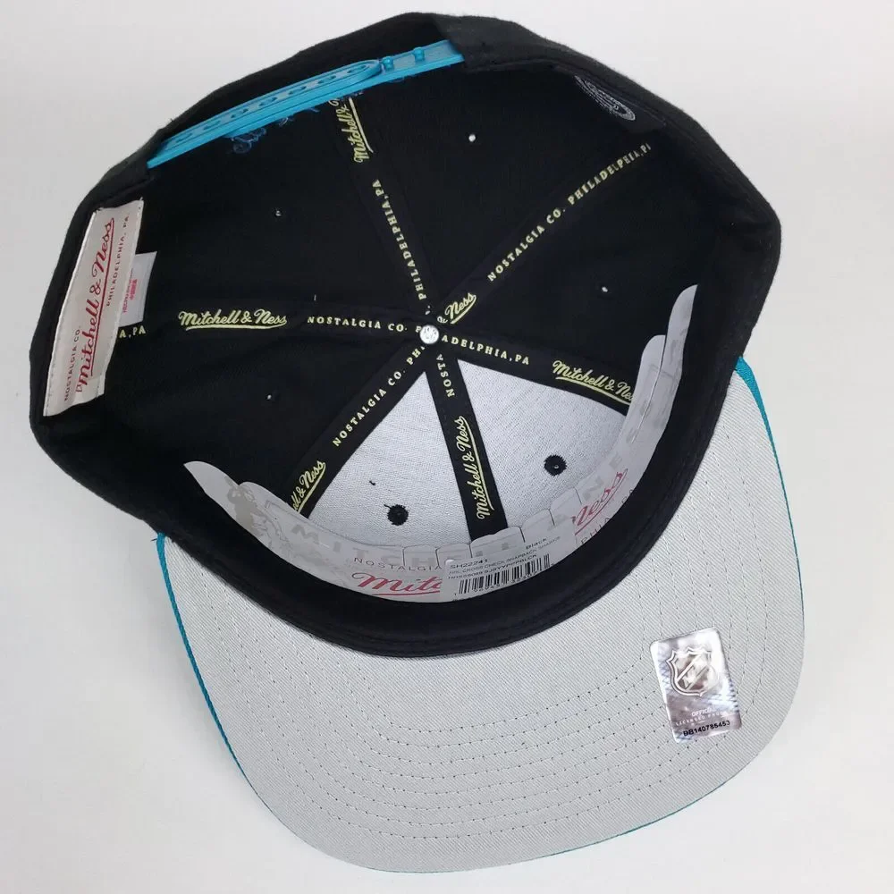 San Jose Sharks Mitchell & Ness‎ NHL Snapback Hat Cap 3D Logo Black Teal NWT